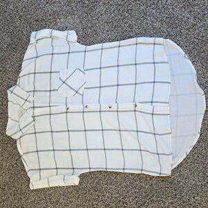 White and Blue Plaid Button-Up Shirt